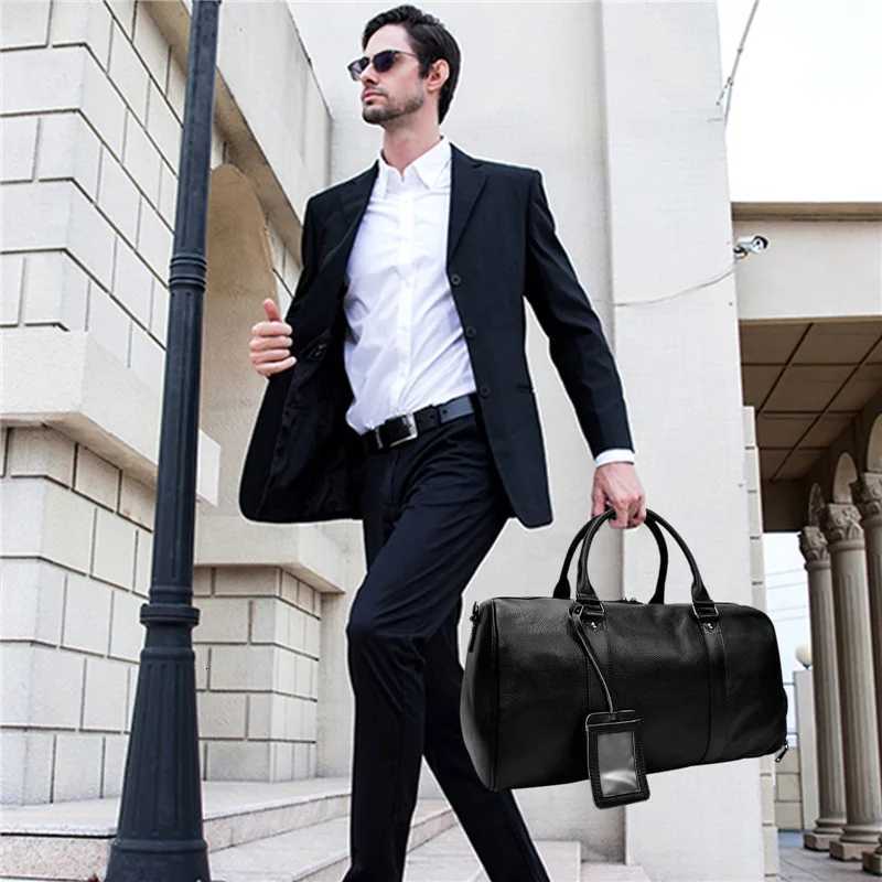Natural Cowskin Travel Bags Waterproof Mens Leather Overnight Bag Handbag For Plane Lage Men M Weekend Bag Business 55cm Y251209