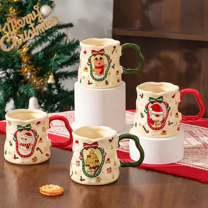 Christmas Ceramic Cup with Handle Premium Coffee Household Cartoon Light Luxury High Value g H251209