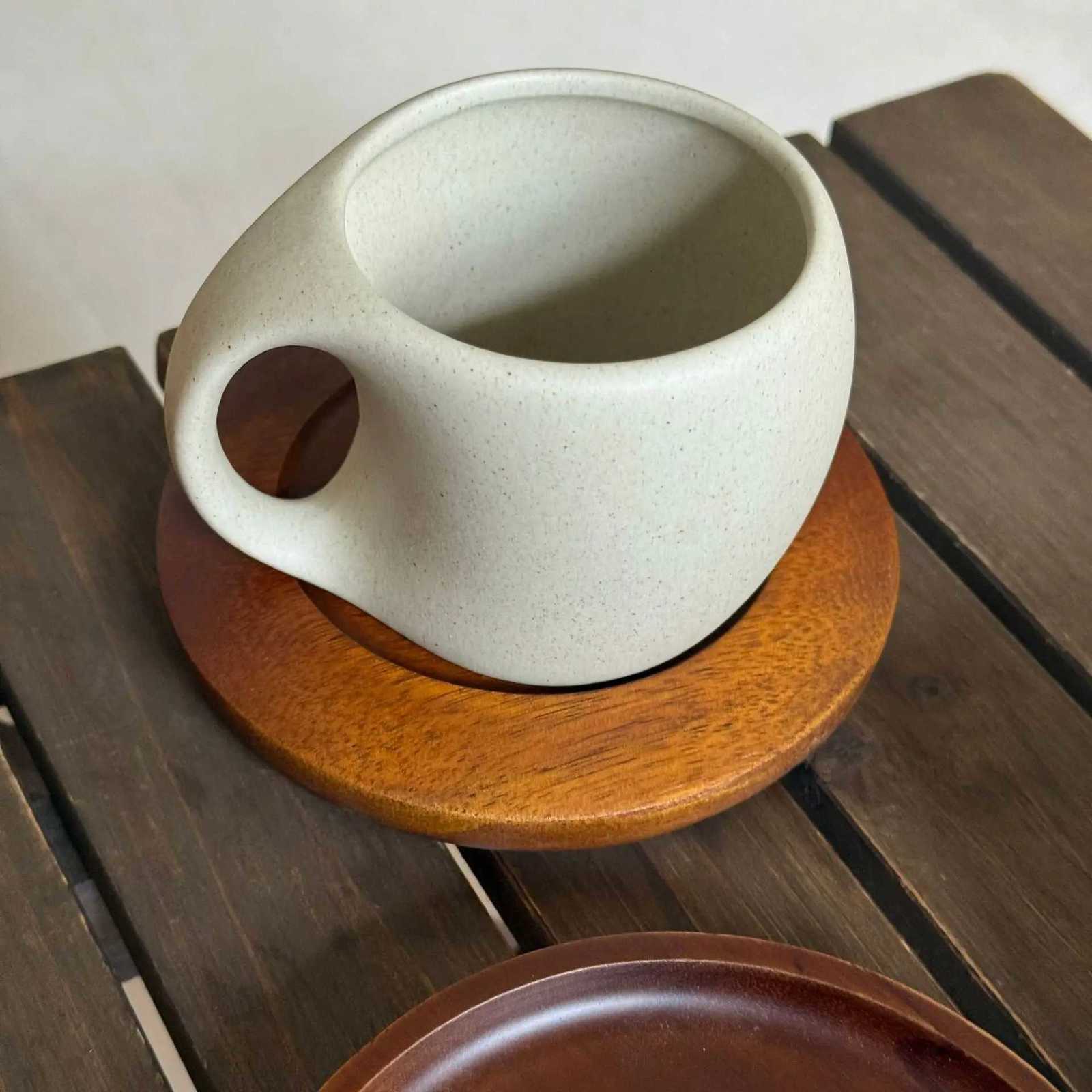 Nordic Vintage Ceramic Cup Saucer Modern Art resso Cup Latte Coffee Cups Tableware Breakfast Milk Oat Brage g H251209