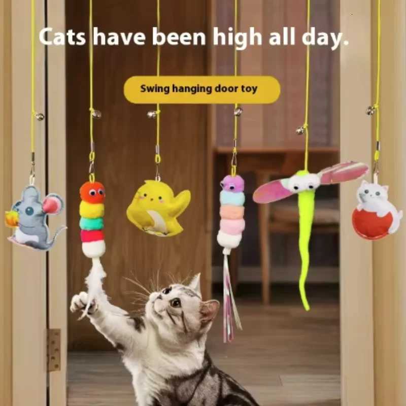 Cat Hanging Teasing Toy Hanging Door Elastic Rope Teasing Stick Feather Teasing Cat Dog Pet Supplies Teasing Stick M251209