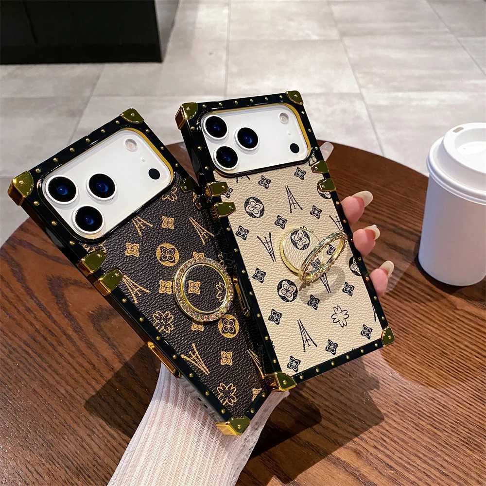 luxury PU Leather Ring Stand Flower Phone Case For iPhone 17 17Air 16 16E 15 Pro Max 13 14 Plus 12 Mini Protective Cover Shell C251209