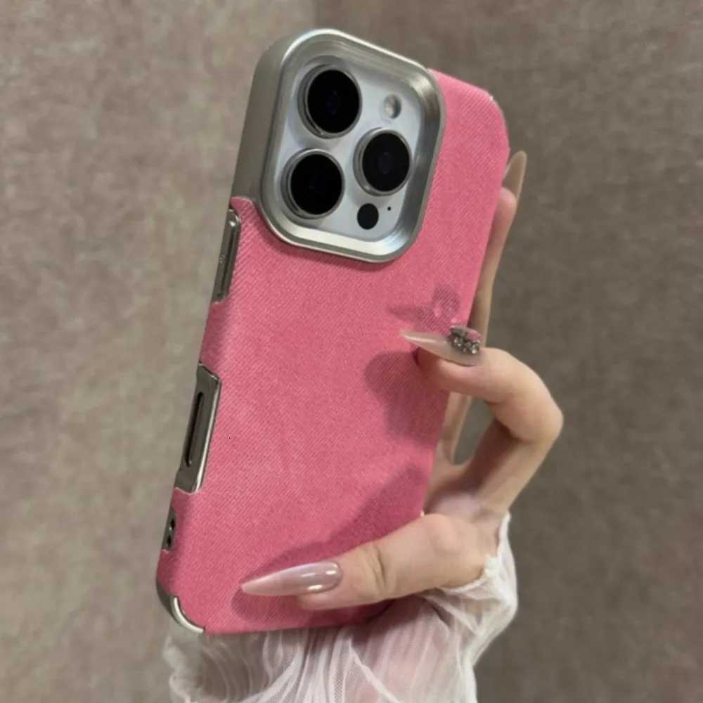 Plating Vintage Jeans Case for iPhone 16 15 14 13 12 Pro Max 11 Plus 16Prax Luxury Retro Soft Bumper Cowboy Fabric Phone Cover C251209