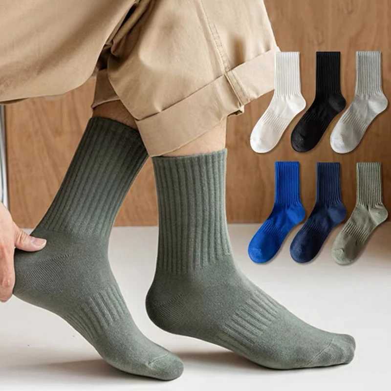 1/5pairs Autumn and Winter Socks Cotton Classic Black White Gray Stripe Men Women Wersatile Mid Tube Socks Casual Sports SocksT251209