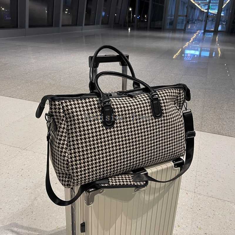 2025 travel handbag plaid pattern fitness yoga bag portable duffel bag storage large capacity mti-functial bag a001 Y251209