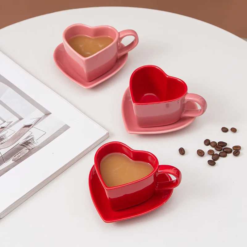 Set High-End Love Coffee Cup Vntines Day Gift Controlled Quantity Fat Reduction Cup Red Ceramic Cup H251209