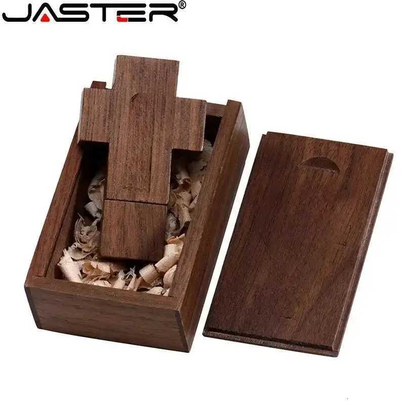 JASTER Wooden Jesus Cross USB 20 Flash Drives 128GB Maple wood Memory Stick 64GB with Box Pen Drive 32GB Gift U disk C251209