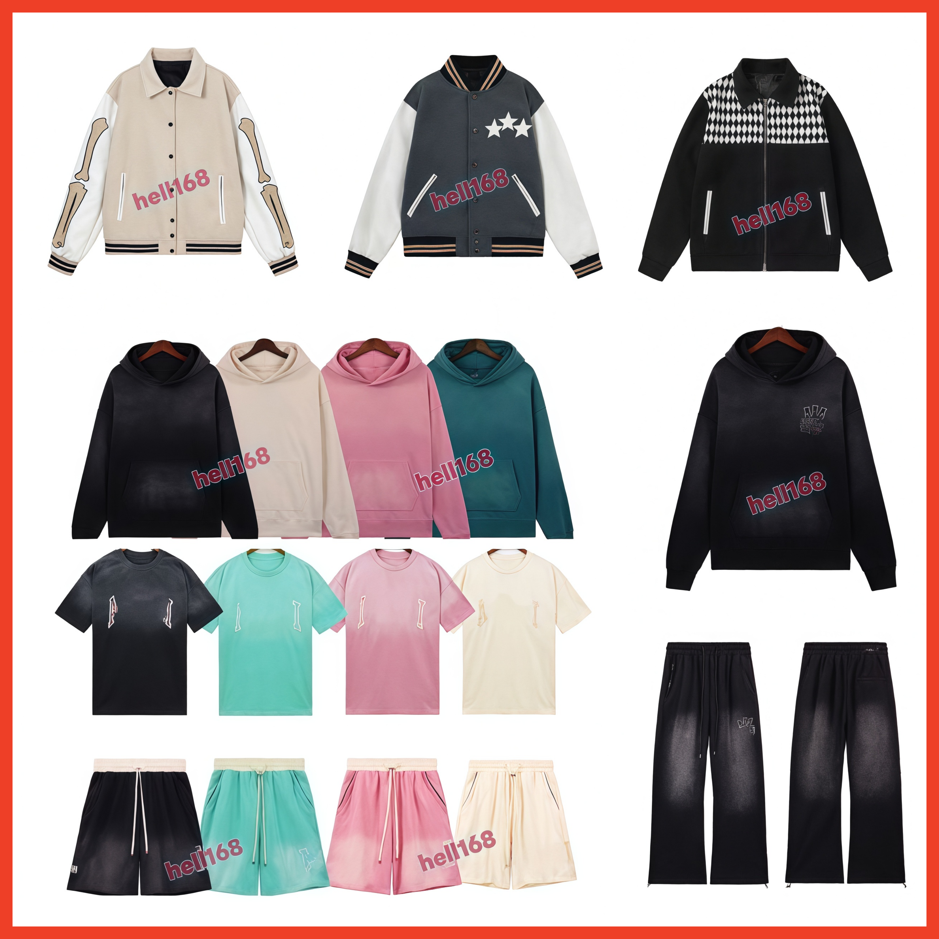 Hoodie Am1r1designer Baseball Jacket Hoodie tracksuit top pants T-shirt and shorts Yellow Black White Autumn Winter Outerwear Men's and Women's Outdoor Dressing us