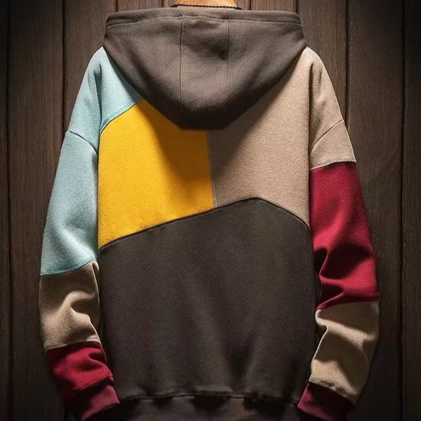 Color Block Hoodie for Men: Autumn/Winter Fleece-Lined Loose Casual Couple-Style Trendy Hooded Jacket/Top