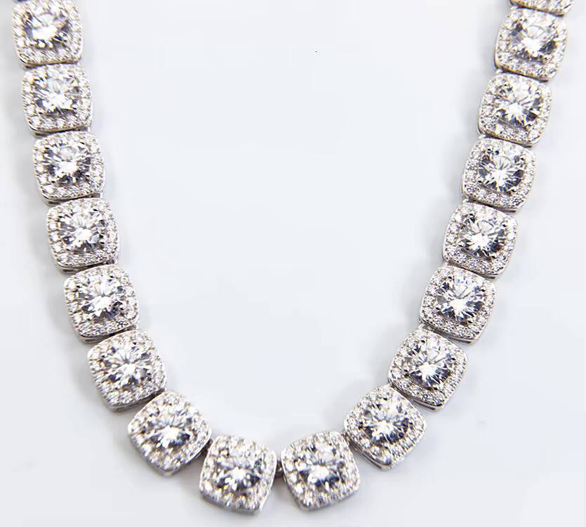 Customized 10mm Wide Sterling Silver Tennis Chain VVS D Color Moissanite Diamond Bracelet Perfect Anniversary Gift Necklace