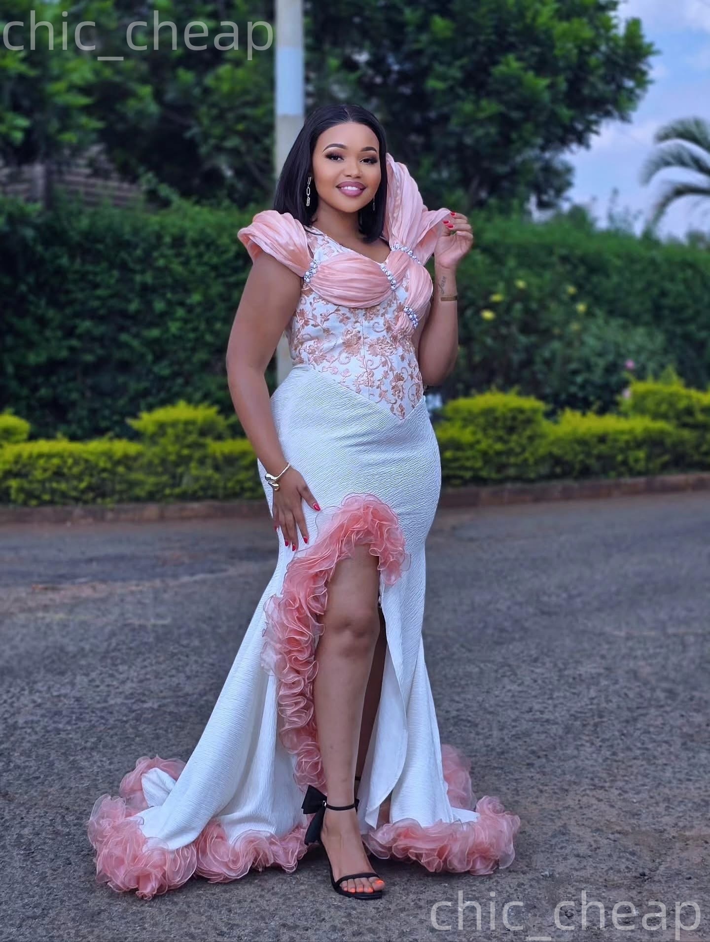 Aso Ebi White Mermaid Prom Dresses 2026 High Split Satin Stylish Evening Formal Party Second Birthday Engagement Gowns Plus Size Dress For Special Occ