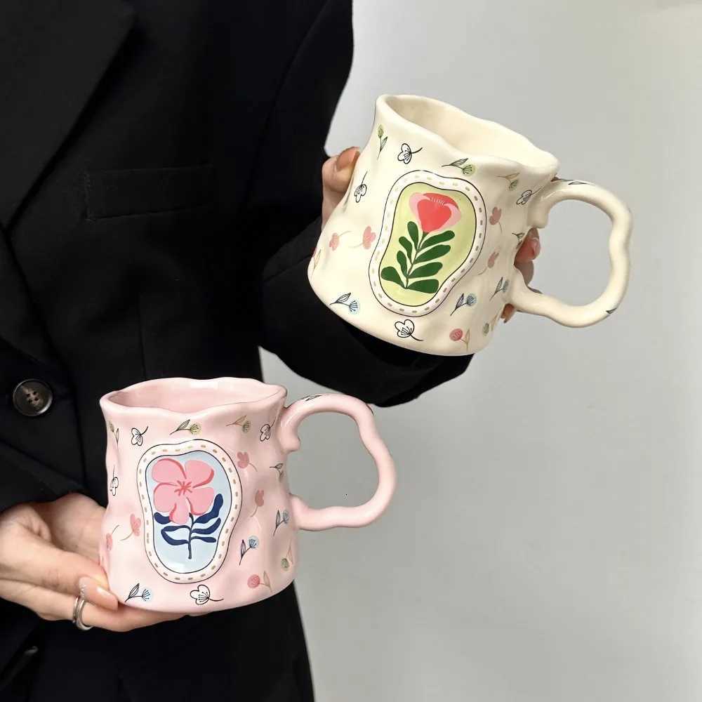 Exquisite Light Luxury Ceramic Coffee g Floral Decoration Elegant Milk Cup Handmade Unique Breakfast Cup Breakfast Time H251209