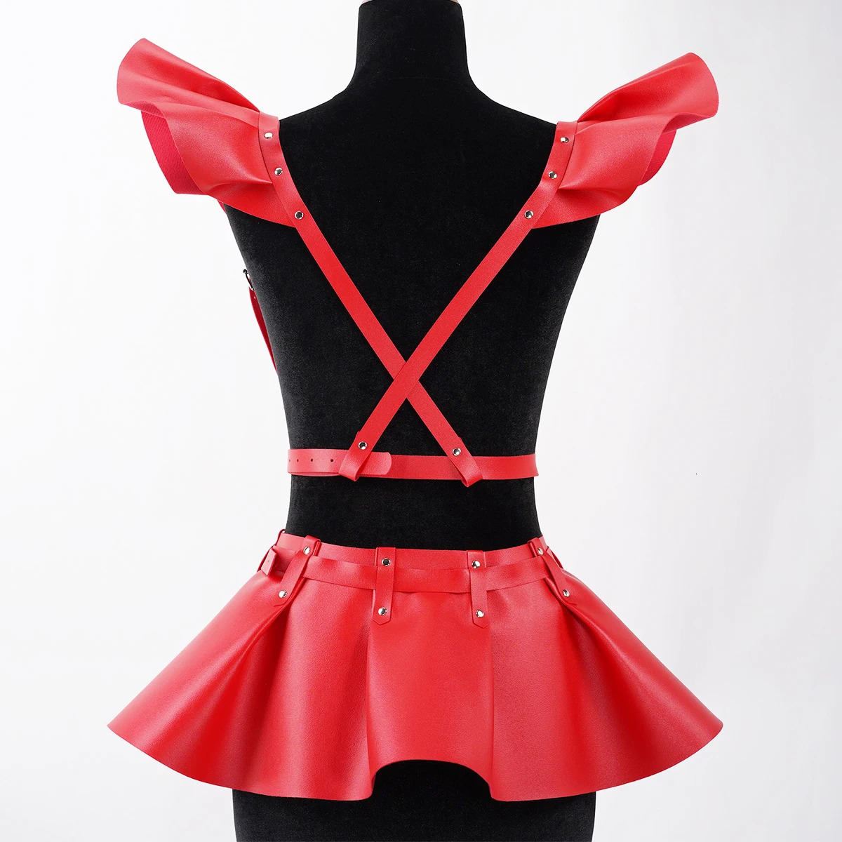 Leather Skirt Womens Belts Fashion Harness Belt Skirt With Ruffle Hem Gothic Style Waist Shoulder Belt Clothing Accessory 251111 - view 6