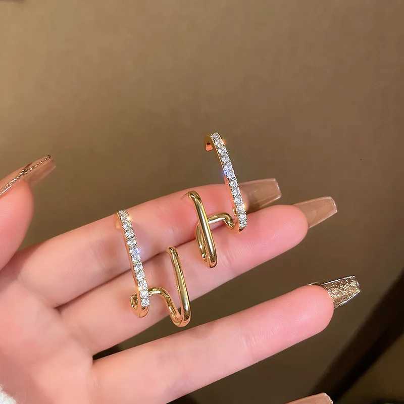 Korean Luxury Earrings Irregular U-Shape Gold Color Crystal Design Wedding Party Jewelry for Women K251209 H260129