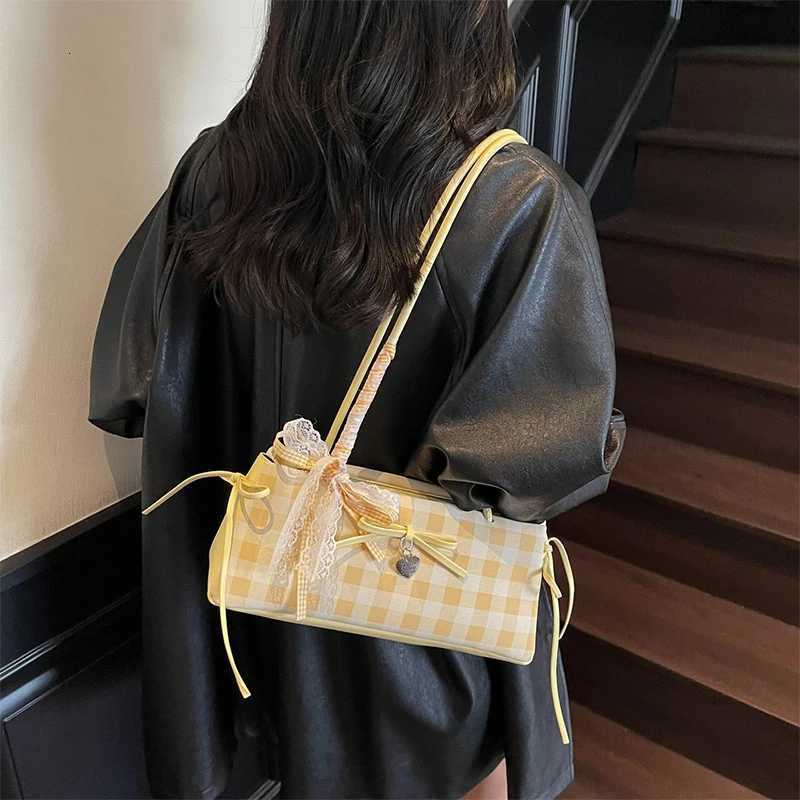 Exquisite High-grade Square Bag New Elegant Bow Ribb Handbag Fiable Hot-selling Plaid Ctrast Color Design Shoder Bags Y251209