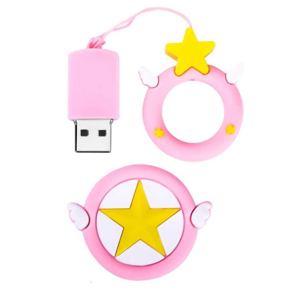 New Cartoon USB 20 Flash Drive 64GB Cute Stars Pen Drive Gifts for Girls Beautif Girly Key Chain Rindrive C251209