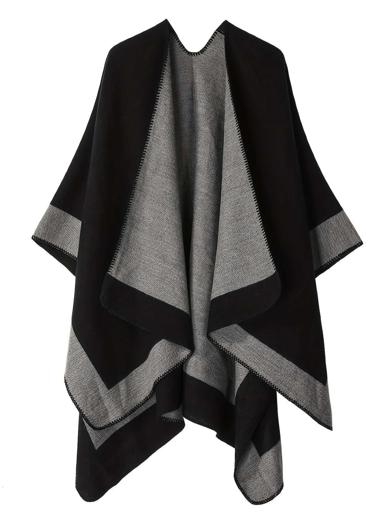 Luxury Thick double-sided imitation patchwork warm fashionable womens cloak shawl outer coat for autumn and winter Y251208