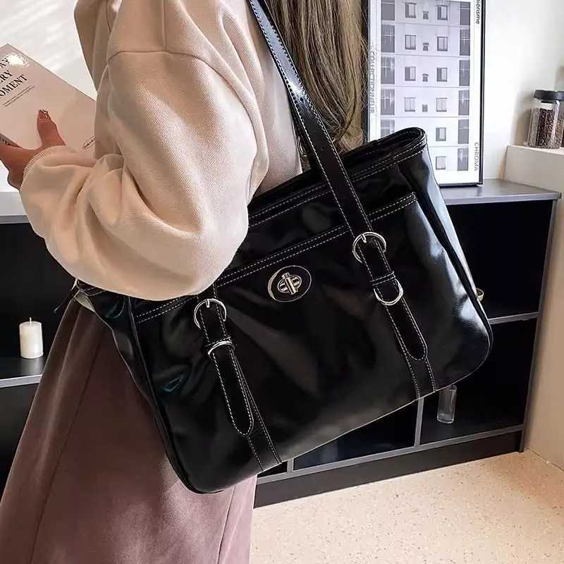 JIAERDI Large Capacity Black Tote Bag Wen High Street Pu Leather Chic Casual Handbag Fem Vintage Shoder Bags Bolso Mujer Y251209