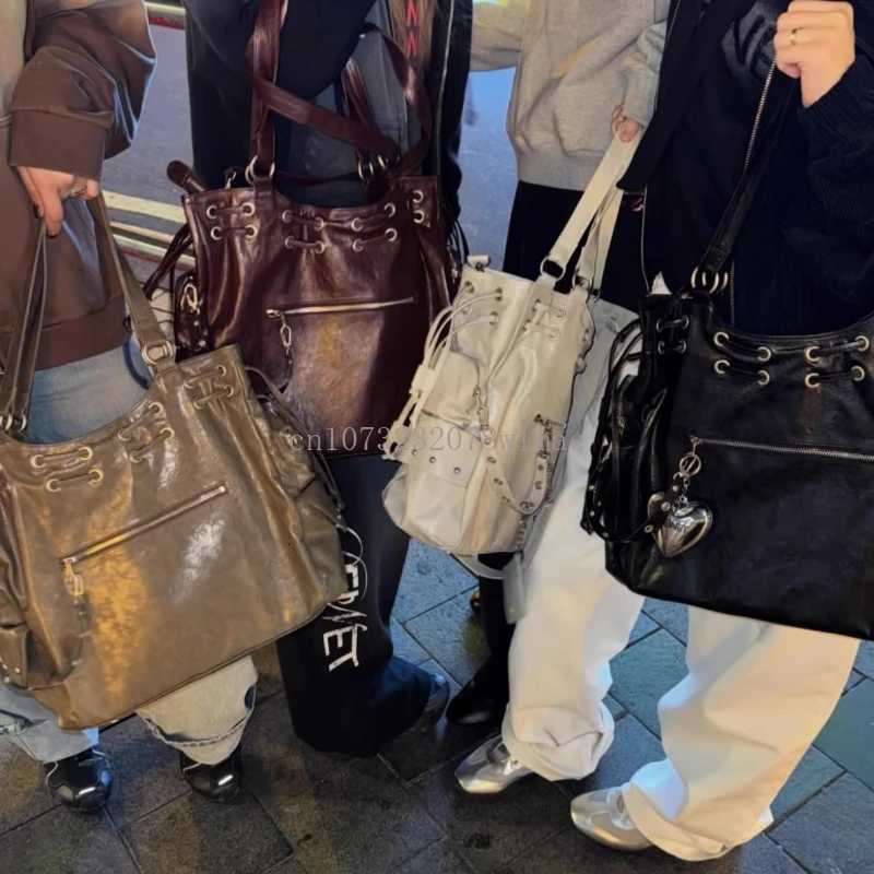 Hot Girl Willow Nail Motorcycle Bags Fi Designer Pu Leather Tote Bag Vintage Goth Large Capacity Shoder Bag Trendy Y251209