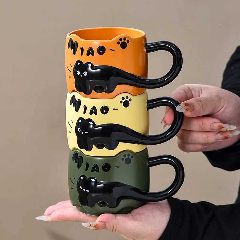 Creative Cartoon Cat g Personali Gift Breakfast Cups of Coffee Ceramic Coffee Cup gs Drinkware Cup for Tea Funny H251209