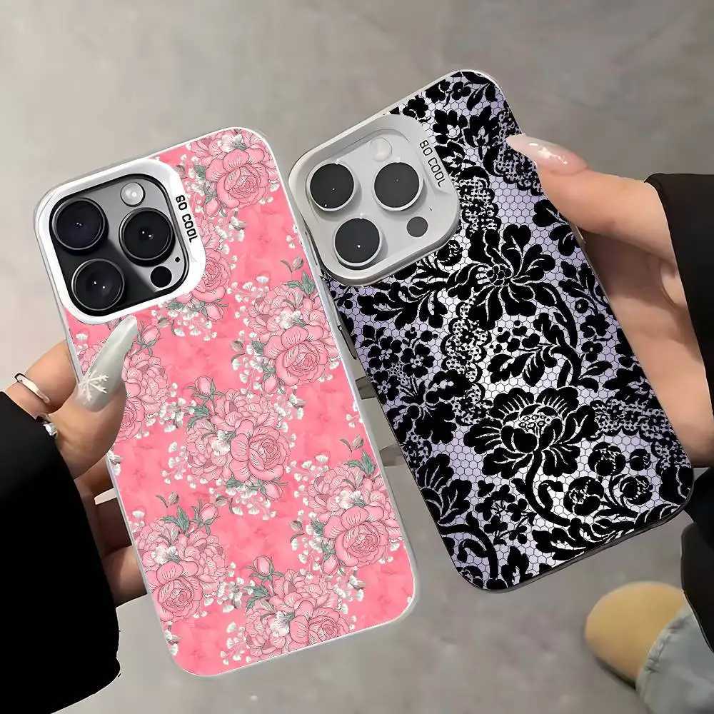 1PC Floral Lichee Pattern Phone Case For IPhone 17 Air 16 15 14 13 12 11 Pro Max Plus Color Shockproof Back Silver Cove C251209