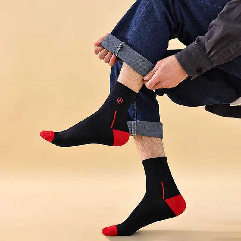 5 Pairs Mens Elastic Athletic Sports Socks Anti Odor Sweat Absorption Fashion Crew Socks For Daily And Outdoor WearingT251209