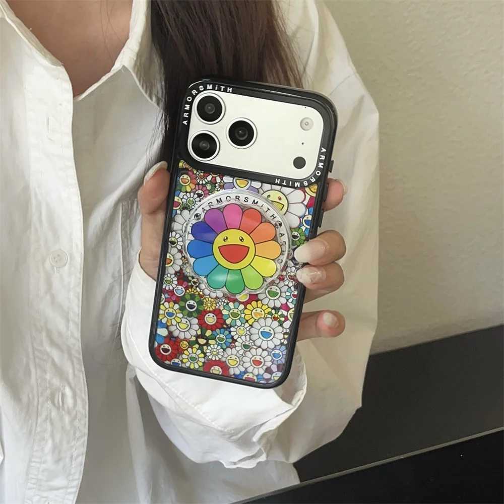 Korean INS Cartoon Sun Cute Flowers For Stand Phone Case for iPhone 17 Air 17 Pro 11 12 13 14 15 16 Pro Max Plus 16E Cas C251209