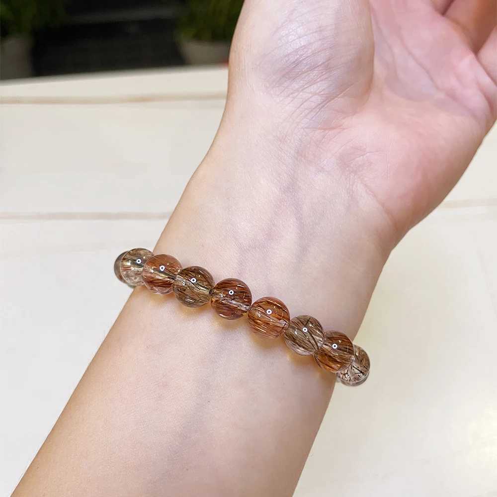 Natural Black Golden Super Seven Bracelet Hair Rutilated Bracelet Jewelry For Woman Crystal Round Beads Stone Stretch BraceletXJ251209