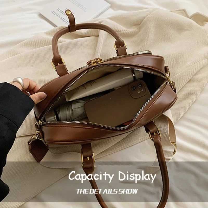 Vintage Handbags for Wen Pu Leather Tote Bags 2025 Y2K Ladies Shoder Bag Large Capacity Cmute Wide Strap Crossbody Bag Y251209