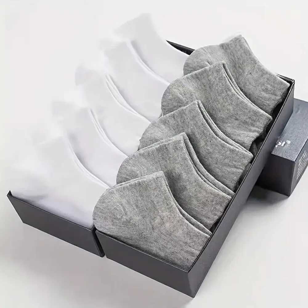 10 Pairs Mens Boat Socks Breathable Sweat Absorbing Solid Color Mature Atmospheric High-Quality Mens Sports Business Low SocksT251209