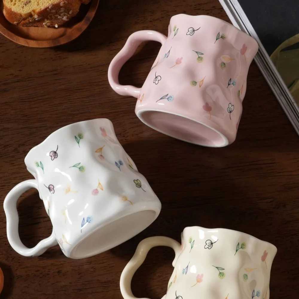 Exquisite Light Luxury Ceramic Coffee g Floral Decoration Elegant Milk Cup Handmade Unique Breakfast Cup Breakfast Time H251209