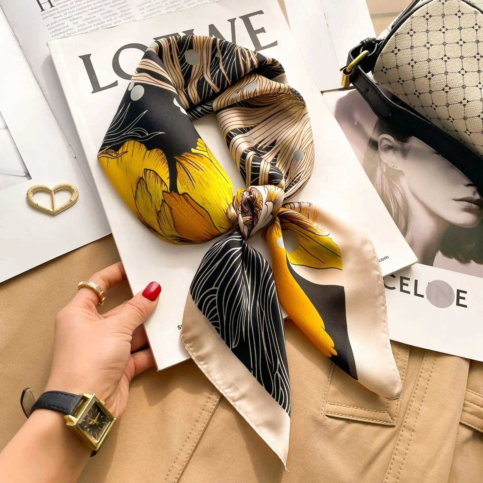 Luxury Luxury Design Silk Shawl Square Scarf For Women Satin Hijab Fashion Wraps Neckerchief Female Hair Bands Ribbon Headband Bandana Y251208