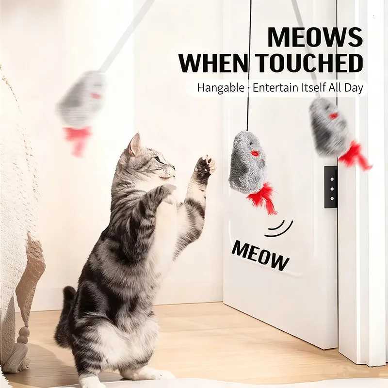 Simulated feather mouse bite-resistant cat toy self-play boredom hanging feather teaser wand pet toy M251209