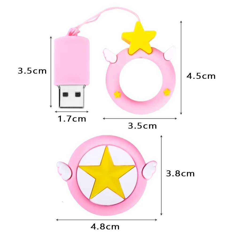 New Cartoon USB 20 Flash Drive 64GB Cute Stars Pen Drive Gifts for Girls Beautif Girly Key Chain Rindrive C251209