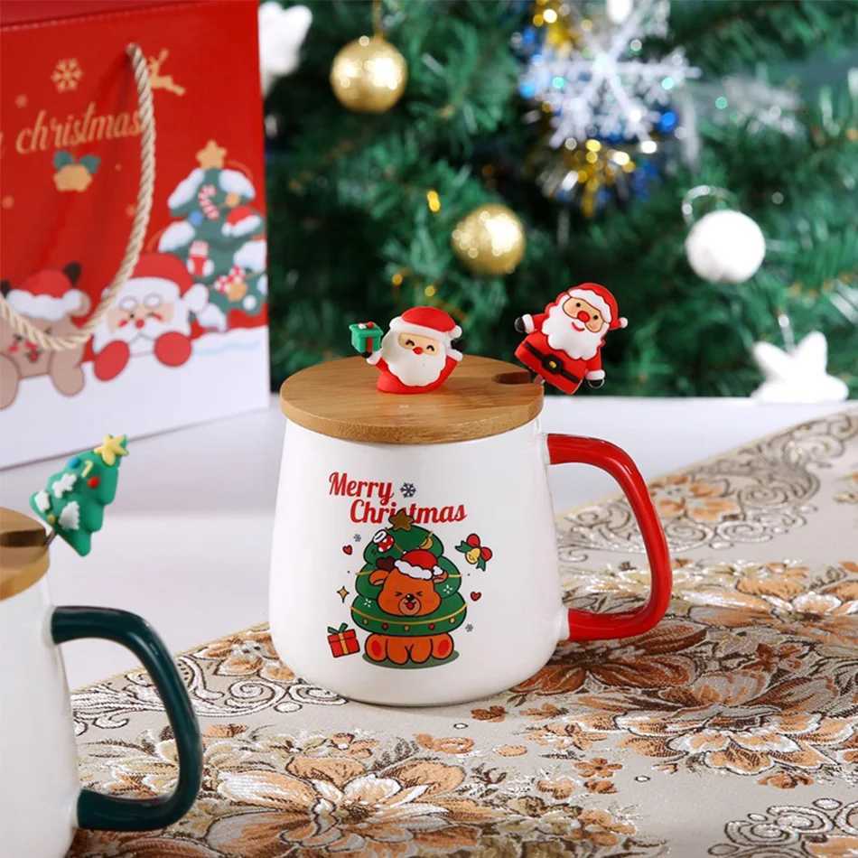Christmas Ceramic g Gift Set - with Lid Spoon Insated Coffee Cup Holiday Themed Gift Box for Off Friends Family H251209