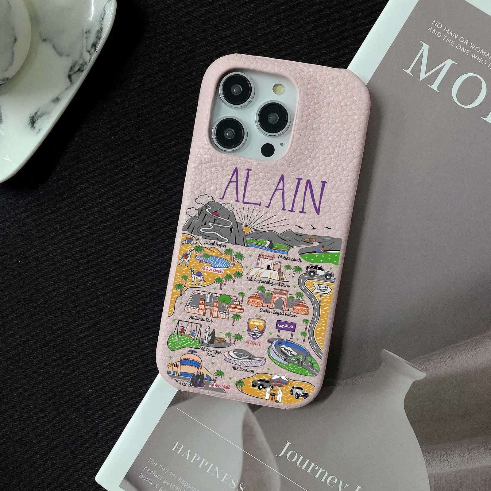 AL AIN Personali Custi Letter Leather Case For Iphone 15 16 pro max 14 13 Pro Max 12 Mini 11 kafr letters Luxury Covers C251209