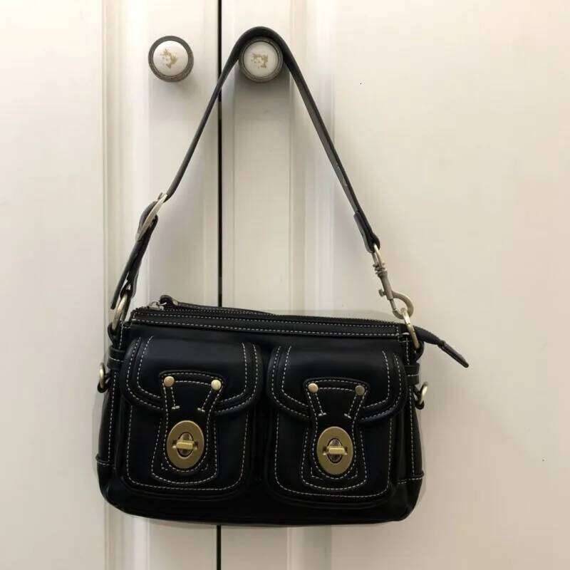 JIAERDI Vintage Moto Biker Black Shoulder Bags Women Retro High Street Leather Chic Pocket Underarm Bag Ladies Y K Handbag Purse