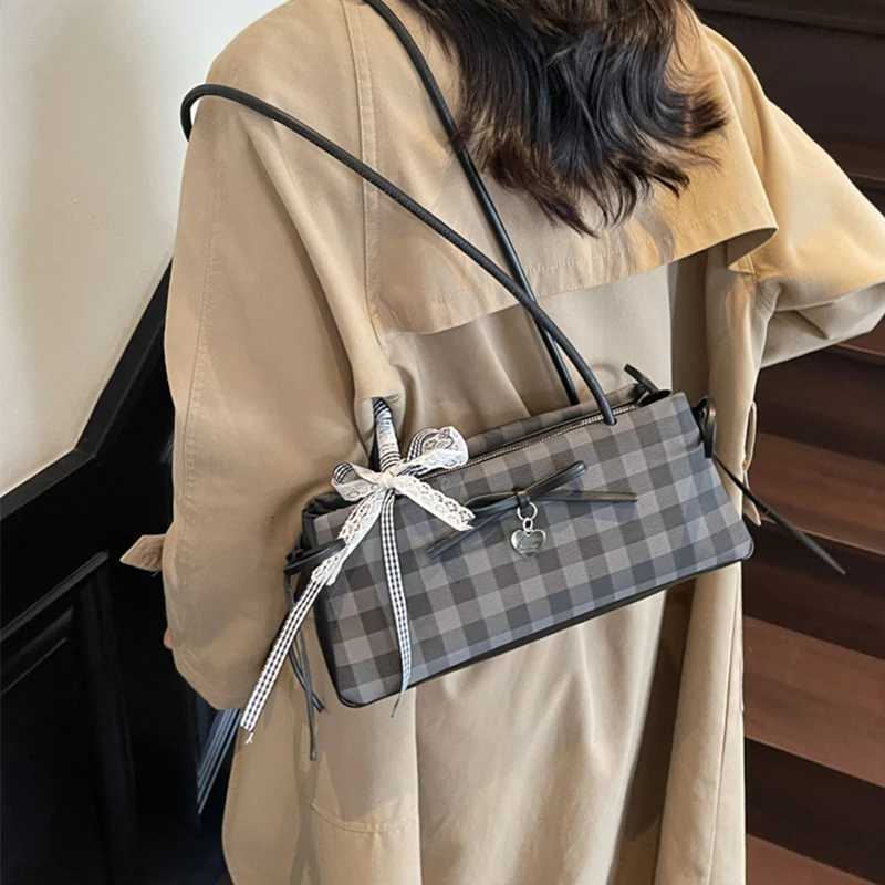 Exquisite High-grade Square Bag New Elegant Bow Ribb Handbag Fiable Hot-selling Plaid Ctrast Color Design Shoder Bags Y251209