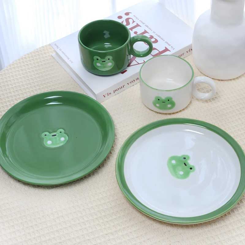 Creative Cute Ceramic Hand-painted Frog g Dessert Plate Summer High-value Water Cup Household Milk Coffee Cup Birthday Gift H251209