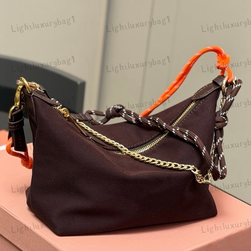 Designer Gabardine Pouch With Two Tone Woven Tape Cotton Canvas Bag Zipper Closure Crossbody Bag Versatile Casual Crossbody Bag For Daily Use 251209