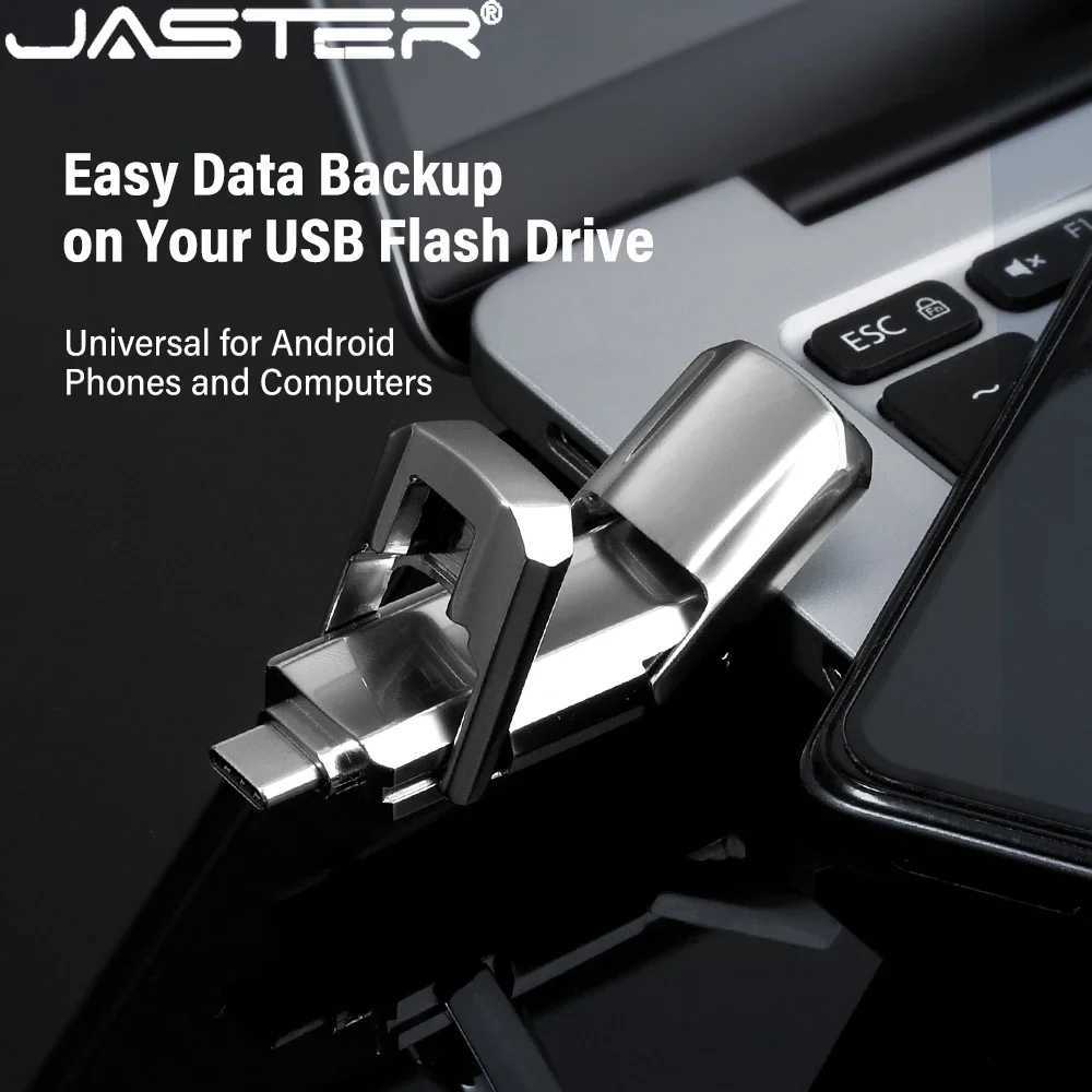JASTER TYPE-C Fashion Metal Pen drive 64GB 32GB Waterproof USB Flash Drives 16GB 8GB 4GB Memory stick Business gift U disk C251209