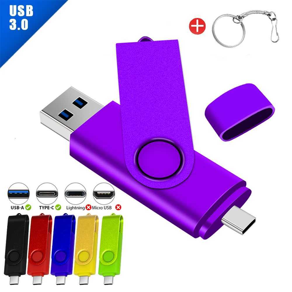 JASTER Type-C High speed USB 30 flash drive 2IN1 Rotate ly Pen Drive 128GB Mti-format Cpatible U Disk Real capacity C251209