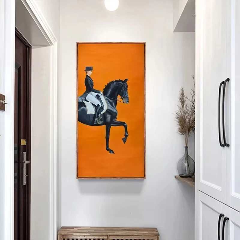 ic Modern Orange Horse Racing Canvas Print Painting Poster Cool Wall Art Pictures for Entryway Large Size He Decor H251208