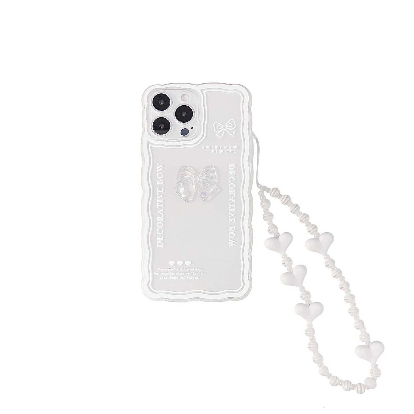 Bow-Knot Lanyard Clear Phone Case For IPhone15 14 13 12 Mini 11 Pro Xs Max X Xr 7 8 Plus Soft Chain Bracelet Cover Design Fundas C251209