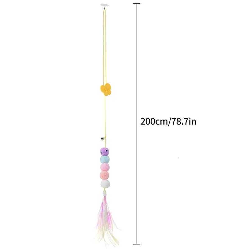 Cat teasing stick self - entertaining toy cat teasing magic tool cat boredom - relieving swing door hanging elastic feather toy M251209