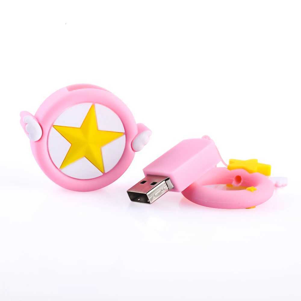 New Cartoon USB 20 Flash Drive 64GB Cute Stars Pen Drive Gifts for Girls Beautif Girly Key Chain Rindrive C251209