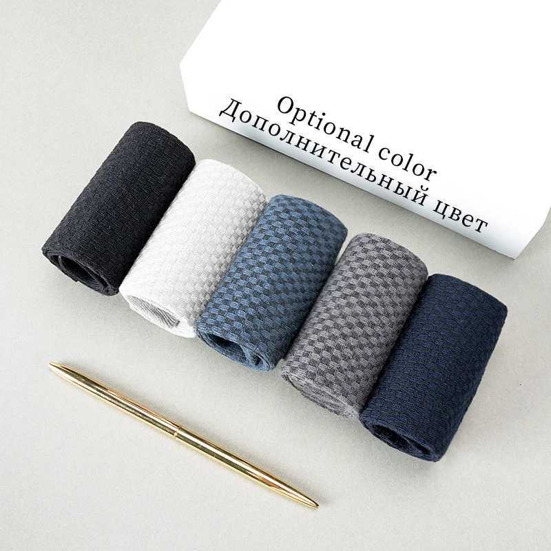 5 Pairs/Lot Mens High Quality Bamboo Fiber Socks Sweat Absorbent Breathable Medium Tube Socks Business Casual Solid Color SocksT251209
