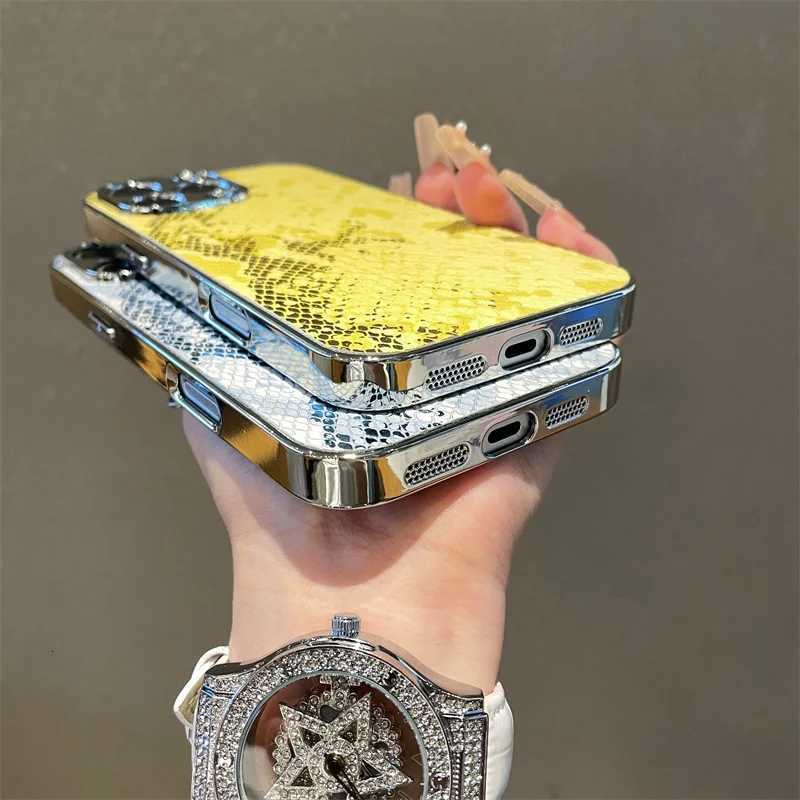 2 IN 1 Luxury Plating Imitation Snake Skin Pattern Texture Leather Phone Case For iPhone 16 15 14 Plus 13 Pro Max 16E Soft Cover C251209