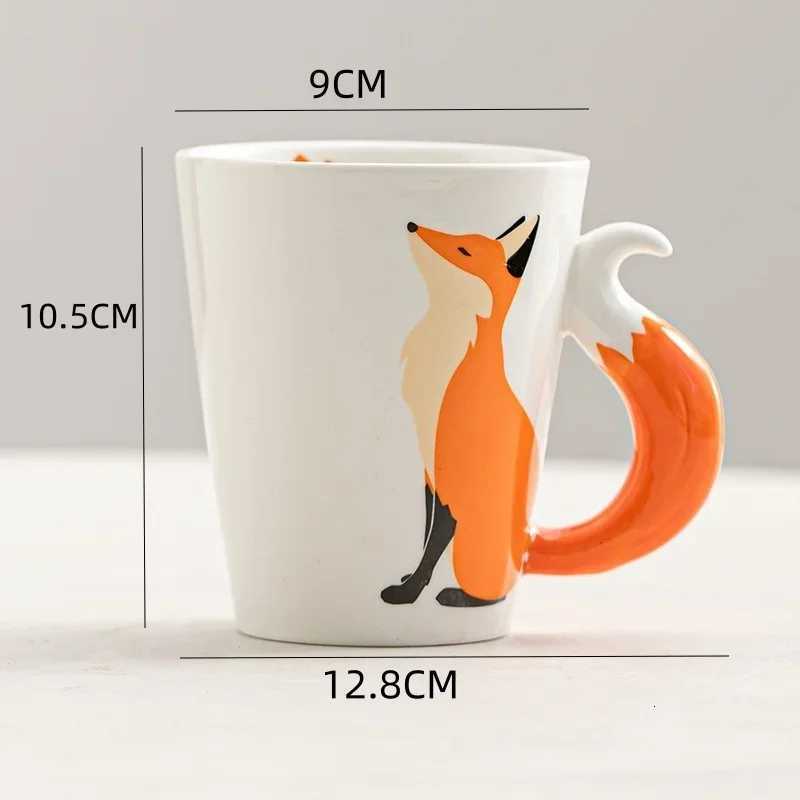 360ML 3D Fox Ceramic Cups Cartoon Pattern Coffee gs Afternoon Tea Anti-scalding Milk g He Off Kid Gifts Cup H251209