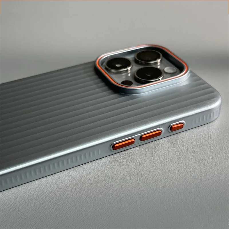 luxury Corrugated Matte Shockprof Case For iPhone 16 15 14 13 12 Pro Max Plus Plating Wave Non-slip Bumper Hard PC Cover C251209