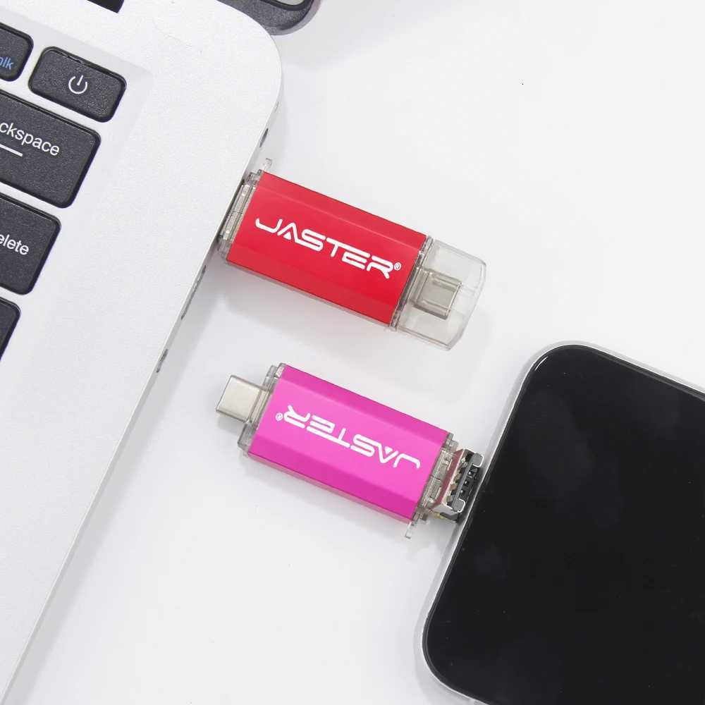 JASTER TYPE-C OTC USB 3 IN 1 USB Flash Drive 128GB Business Gift Memory Stick 64GB High Speed Pen Drive 32GB Red U Disk 16GB 8GB C251209